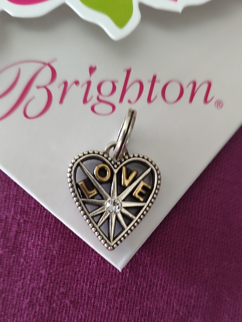 Brighton Two-Tone Heart 'LOVE' Pendant with Crystal Accent